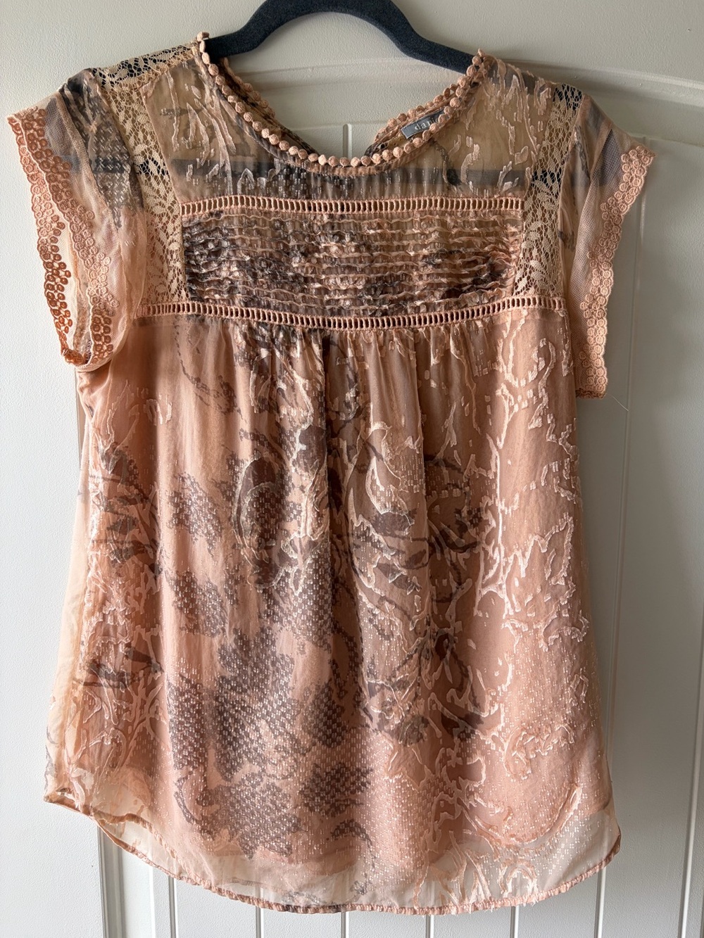 Daniel Rainn Sheer Apricot cap sleeve